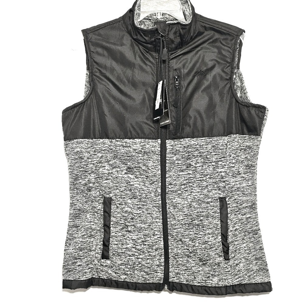 Snozu Womens Performance Black & Gray Polyester Zip-up Vest Size Large